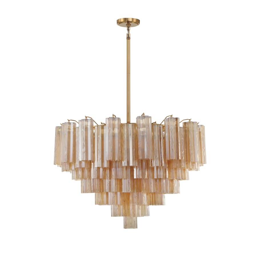 Crystorama Lighting Group Addis 16 Light 32" Wide Waterfall Chandelier with Amber Glass Shades