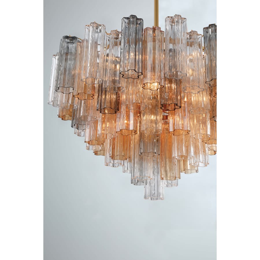 Crystorama Lighting Group Addis 16 Light 32" Wide Waterfall Chandelier with Autumn Glass Shades