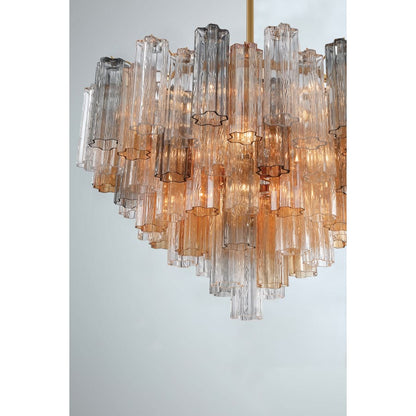 Crystorama Lighting Group Addis 16 Light 32" Wide Waterfall Chandelier with Autumn Glass Shades