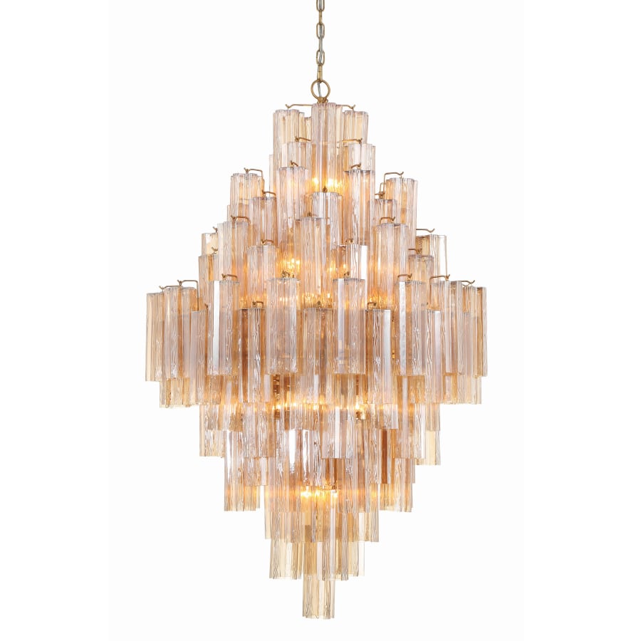 Crystorama Lighting Group Addis 20 Light 31" Wide Crystal Waterfall Chandelier with Amber Crystal Shades