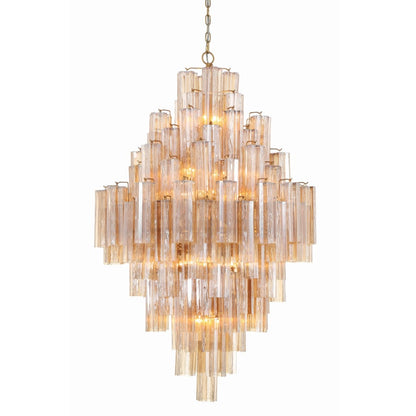 Crystorama Lighting Group Addis 20 Light 31" Wide Crystal Waterfall Chandelier with Amber Crystal Shades
