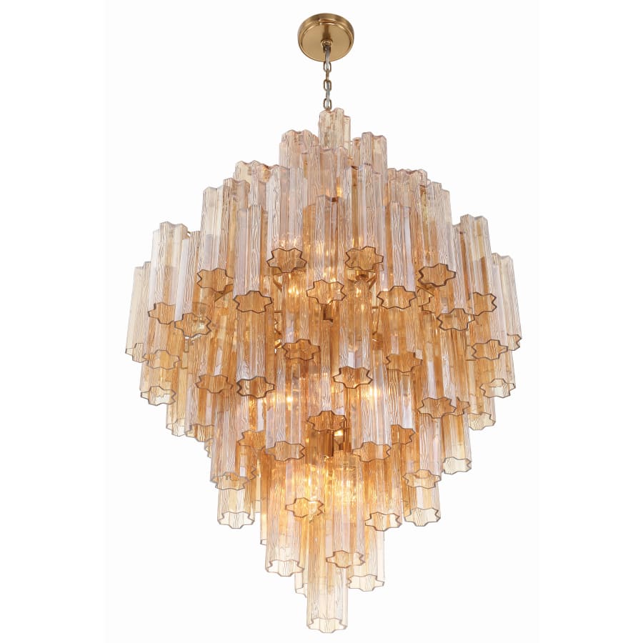 Crystorama Lighting Group Addis 20 Light 31" Wide Crystal Waterfall Chandelier with Amber Crystal Shades