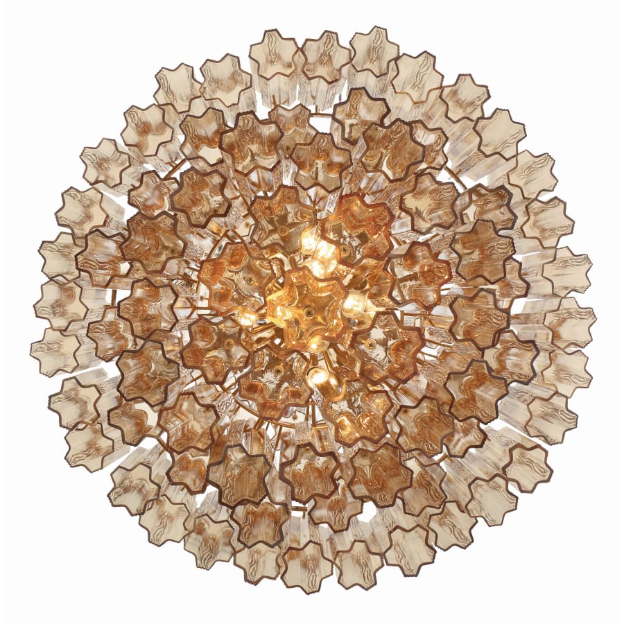 Crystorama Lighting Group Addis 20 Light 31" Wide Crystal Waterfall Chandelier with Amber Crystal Shades