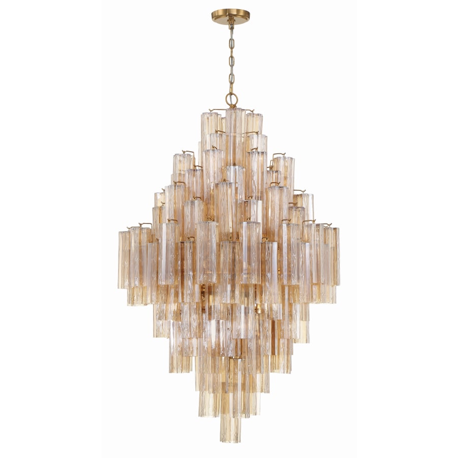 Crystorama Lighting Group Addis 20 Light 31" Wide Crystal Waterfall Chandelier with Amber Crystal Shades