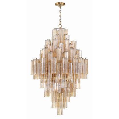 Crystorama Lighting Group Addis 20 Light 31" Wide Crystal Waterfall Chandelier with Amber Crystal Shades