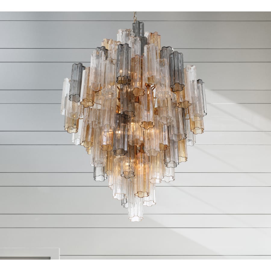 Crystorama Lighting Group Addis 20 Light 31" Wide Crystal Waterfall Chandelier with Autumn Crystal Shades
