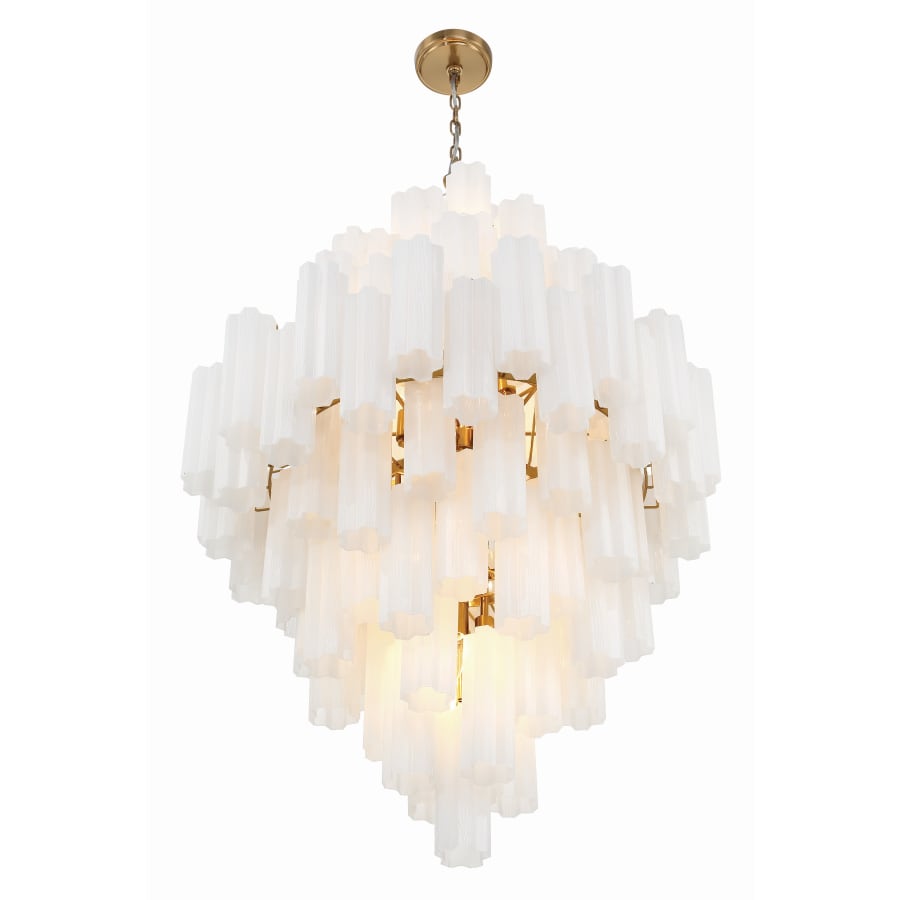 Crystorama Lighting Group Addis 20 Light 31" Wide Crystal Waterfall Chandelier with White Crystal Shades