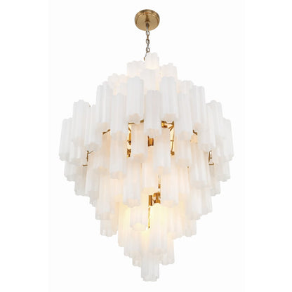 Crystorama Lighting Group Addis 20 Light 31" Wide Crystal Waterfall Chandelier with White Crystal Shades