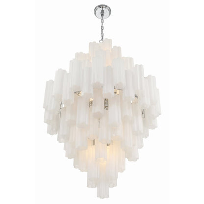 Crystorama Lighting Group Addis 20 Light 31" Wide Crystal Waterfall Chandelier with White Crystal Shades