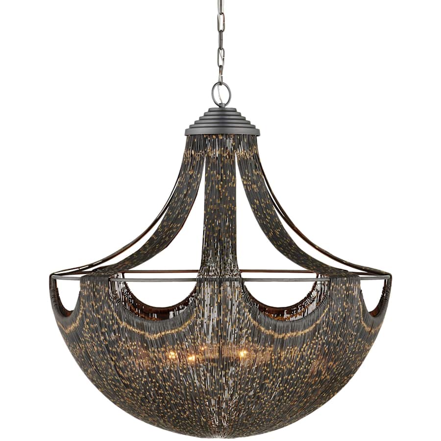 Currey and Company Eduardo 6 Light 30" Wide Chandelier with Black Metal Shade