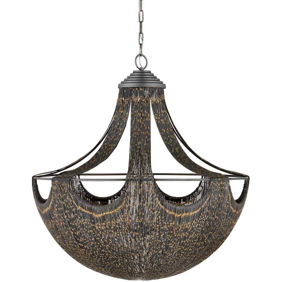 Currey and Company Eduardo 6 Light 30" Wide Chandelier with Black Metal Shade