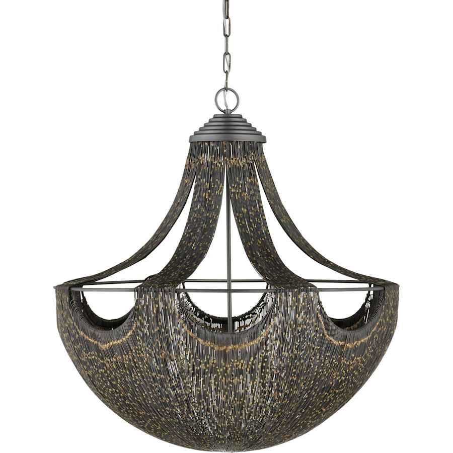 Currey and Company Eduardo 6 Light 30" Wide Chandelier with Black Metal Shade