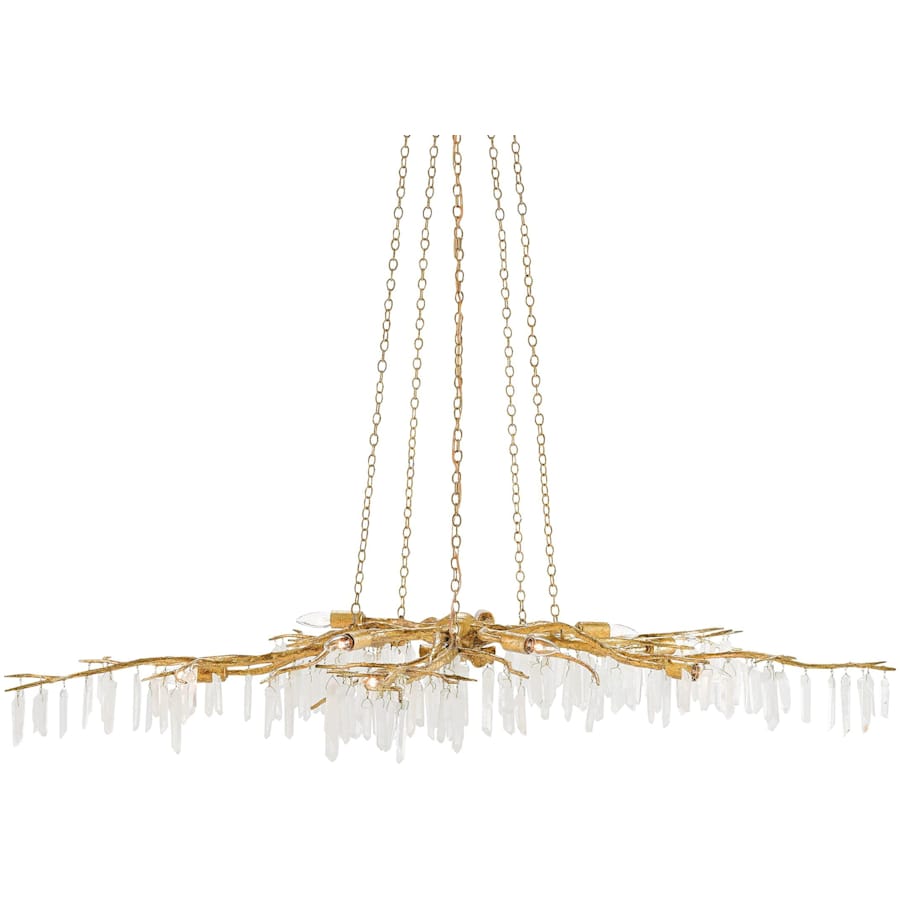Currey and Company Forest Light 62" Wide 10 Light Wrought Iron Chandelier with Crystal Accents