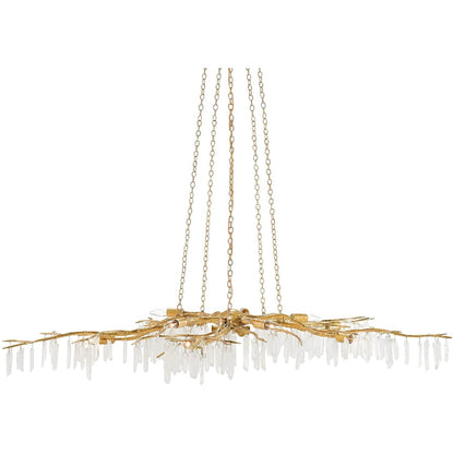 Currey and Company Forest Light 62" Wide 10 Light Wrought Iron Chandelier with Crystal Accents