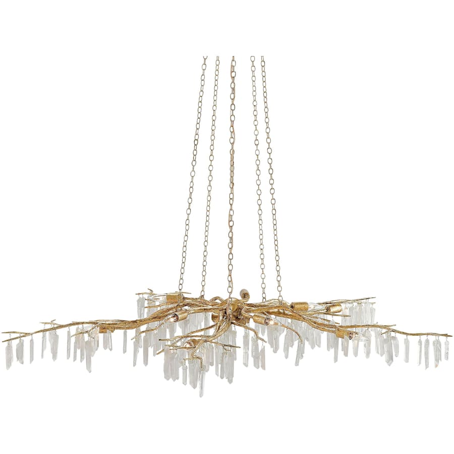 Currey and Company Forest Light 62" Wide 10 Light Wrought Iron Chandelier with Crystal Accents
