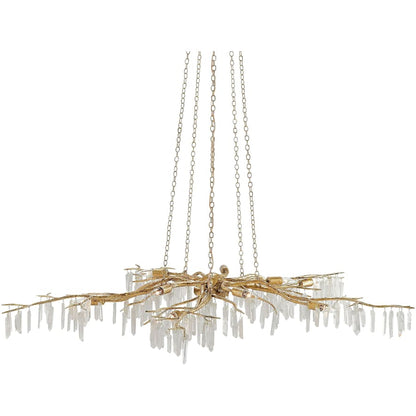 Currey and Company Forest Light 62" Wide 10 Light Wrought Iron Chandelier with Crystal Accents