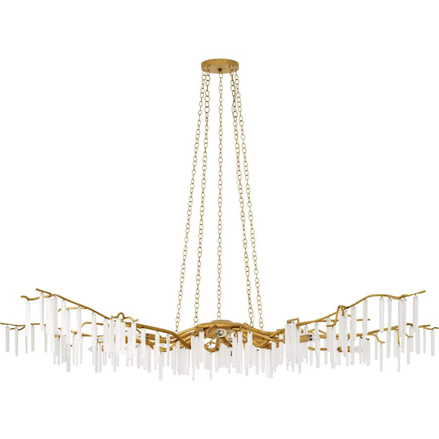 Currey and Company Forest Light 62" Wide 10 Light Wrought Iron Chandelier with Crystal Accents
