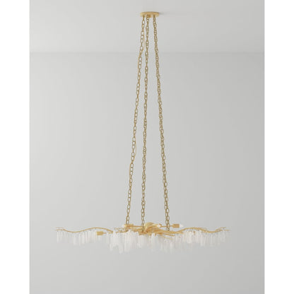 Currey and Company Forest Light 62" Wide 10 Light Wrought Iron Chandelier with Crystal Accents