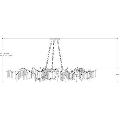 Currey and Company Forest Light 62" Wide 10 Light Wrought Iron Chandelier with Crystal Accents