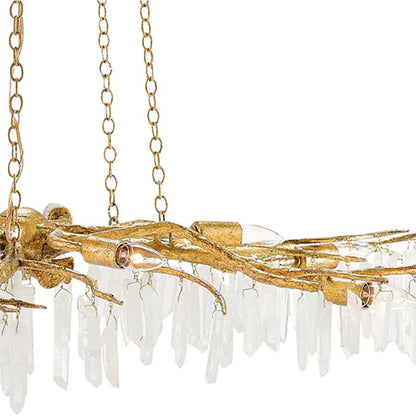 Currey and Company Forest Light 62" Wide 10 Light Wrought Iron Chandelier with Crystal Accents