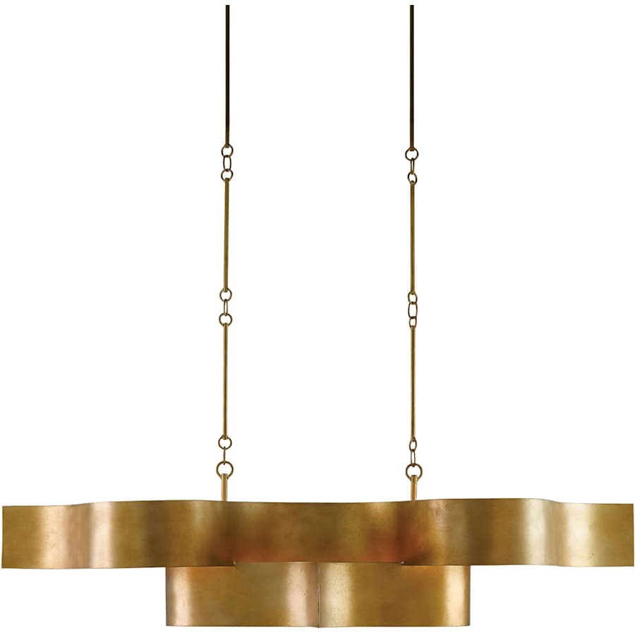 Currey and Company Grand Lotus 51" 6 Light Wrought Iron Drum Chandelier with Gold Metal Shades