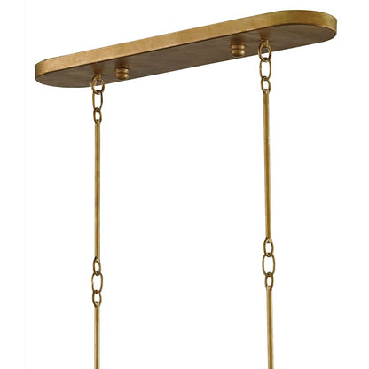 Currey and Company Grand Lotus 51" 6 Light Wrought Iron Drum Chandelier with Gold Metal Shades