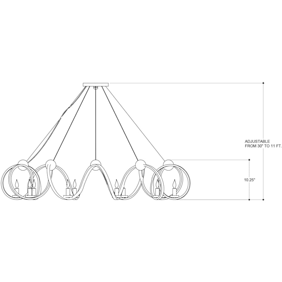 Currey and Company Ringmaster 10 Light 46" Wide Single Tier Candle Style Chandelier