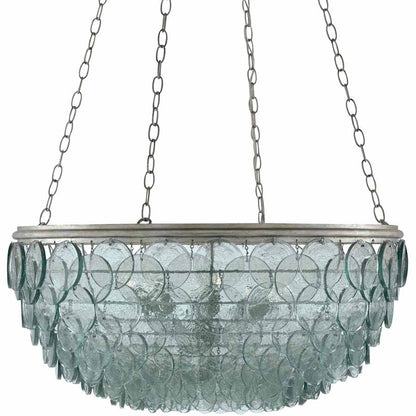 Currey and Company Quoram 8 Light 33" Wide Single Tier Chandelier with Green Glass Shade