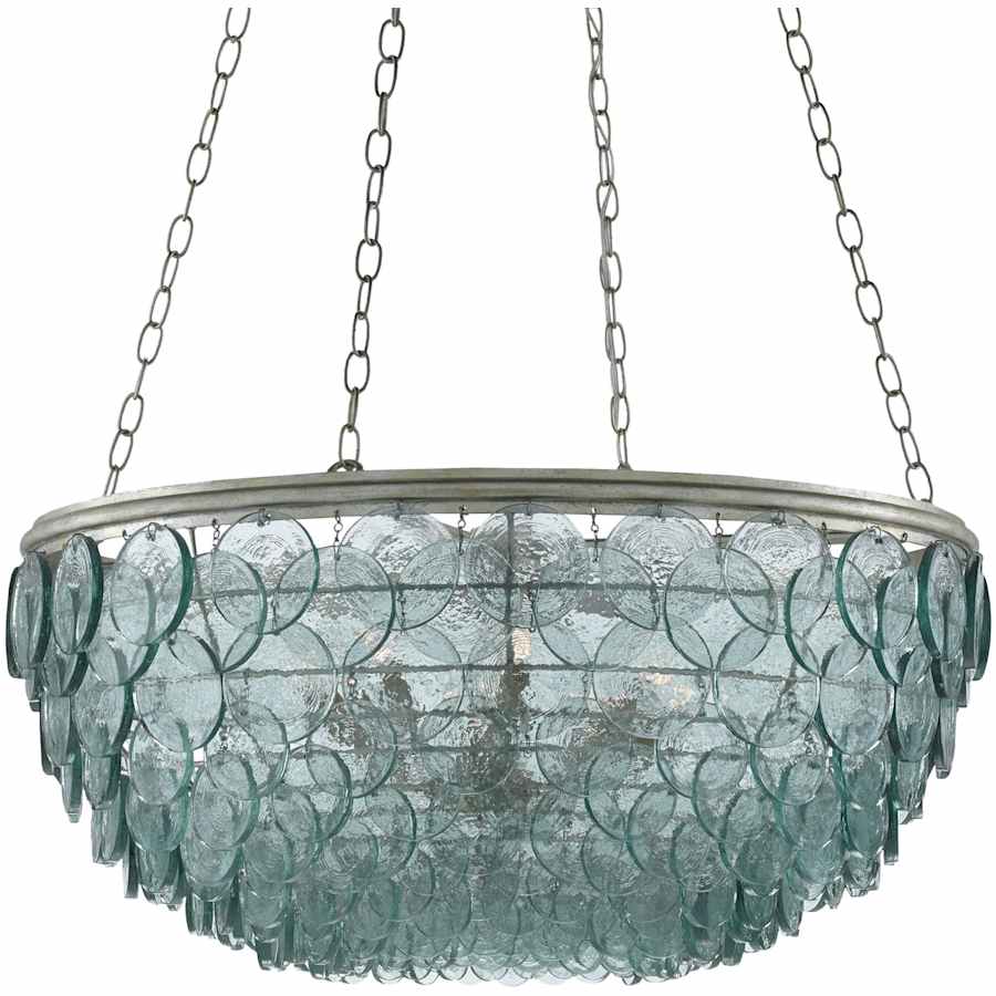 Currey and Company Quoram 8 Light 33" Wide Single Tier Chandelier with Green Glass Shade