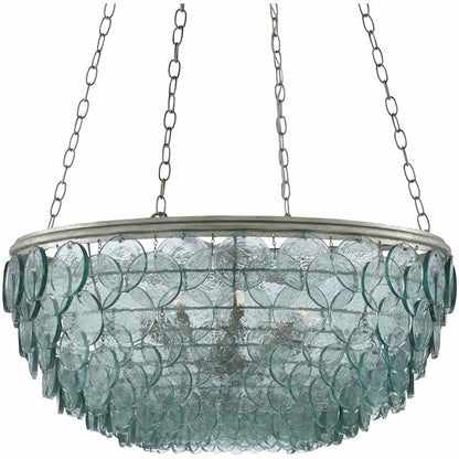 Currey and Company Quoram 8 Light 33" Wide Single Tier Chandelier with Green Glass Shade