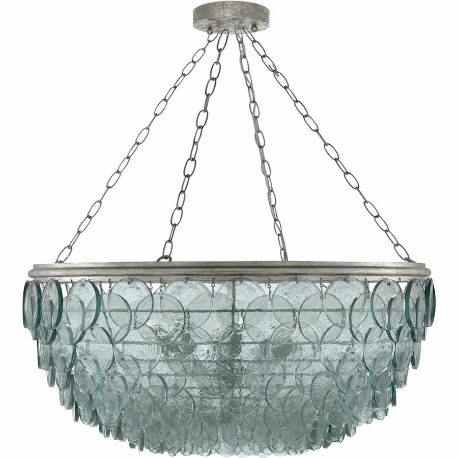 Currey and Company Quoram 8 Light 33" Wide Single Tier Chandelier with Green Glass Shade