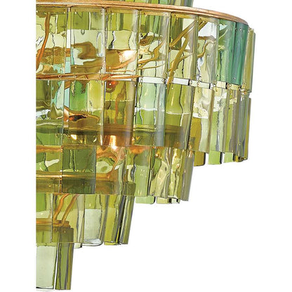 Currey and Company Sommelier 8 Light 27" Wide Single Tier Draped Chandelier with Green Glass Shade