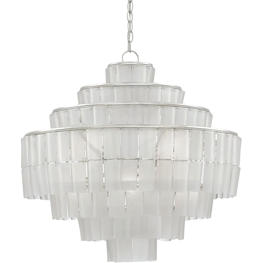 Currey and Company Sommelier Blanc 8 Light 27" Wide Single Tier Draped Chandelier with White Glass Shade