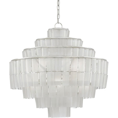 Currey and Company Sommelier Blanc 8 Light 27" Wide Single Tier Draped Chandelier with White Glass Shade