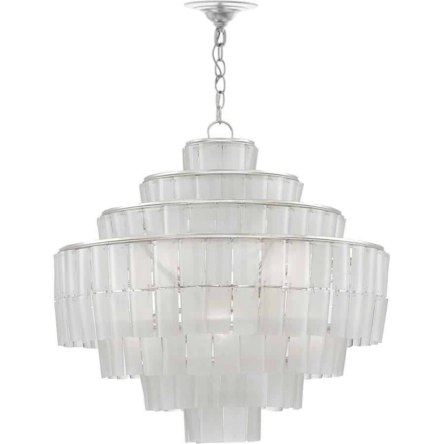 Currey and Company Sommelier Blanc 8 Light 27" Wide Single Tier Draped Chandelier with White Glass Shade