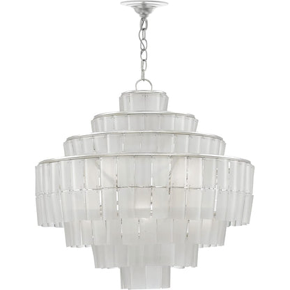 Currey and Company Sommelier Blanc 8 Light 27" Wide Single Tier Draped Chandelier with White Glass Shade
