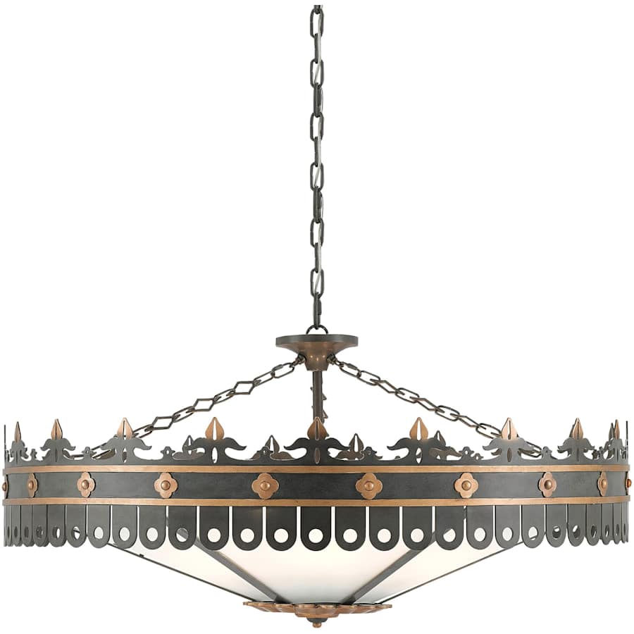 Currey and Company Berkeley 6 Light 40" Wide Wrought Iron Chandelier with Acrylic Shade