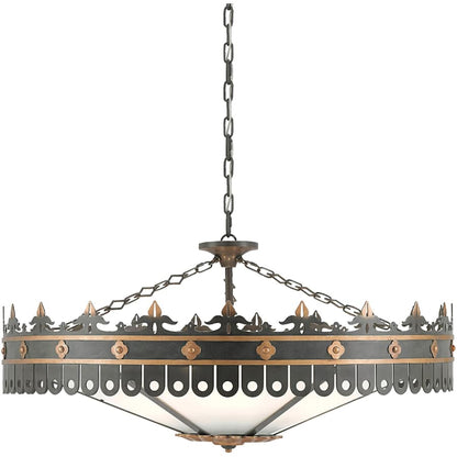 Currey and Company Berkeley 6 Light 40" Wide Wrought Iron Chandelier with Acrylic Shade