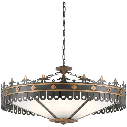Currey and Company Berkeley 6 Light 40" Wide Wrought Iron Chandelier with Acrylic Shade
