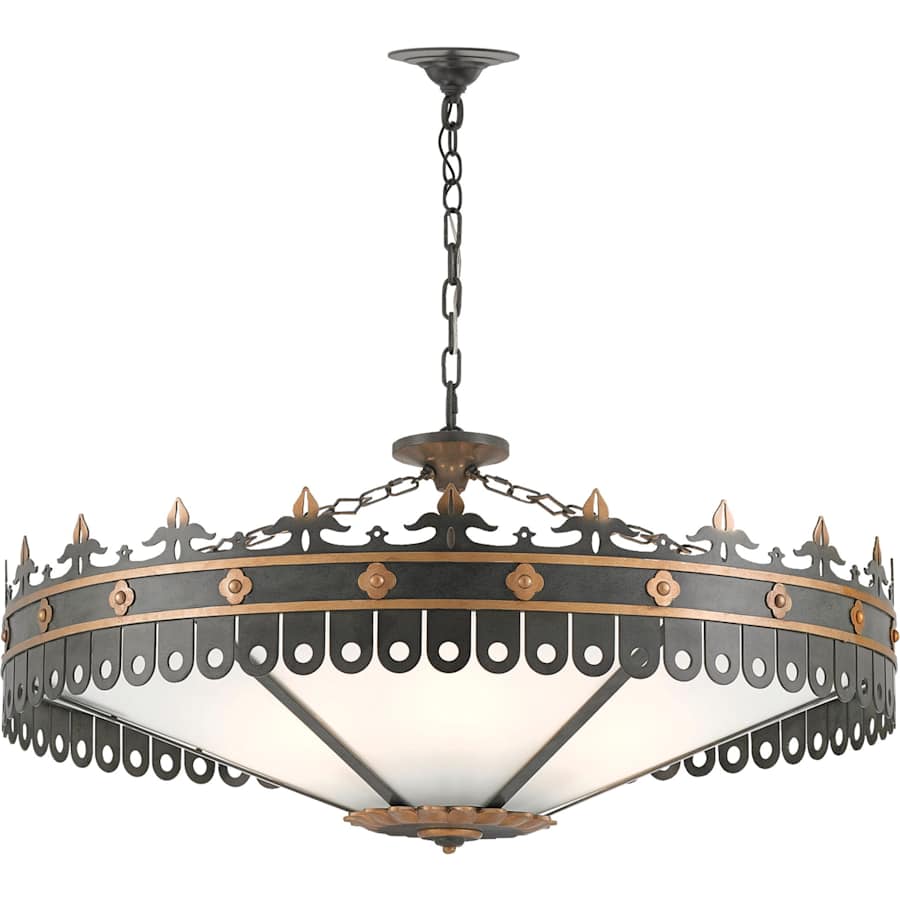 Currey and Company Berkeley 6 Light 40" Wide Wrought Iron Chandelier with Acrylic Shade