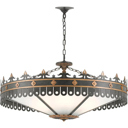 Currey and Company Berkeley 6 Light 40" Wide Wrought Iron Chandelier with Acrylic Shade