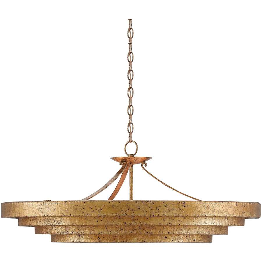 Currey and Company Belle 3 Light 36" Wide Wrought Iron Pendant with Glass Shade