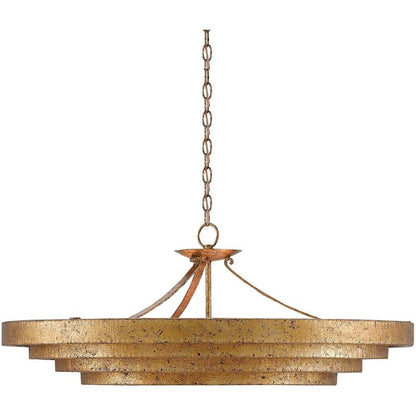 Currey and Company Belle 3 Light 36" Wide Wrought Iron Pendant with Glass Shade