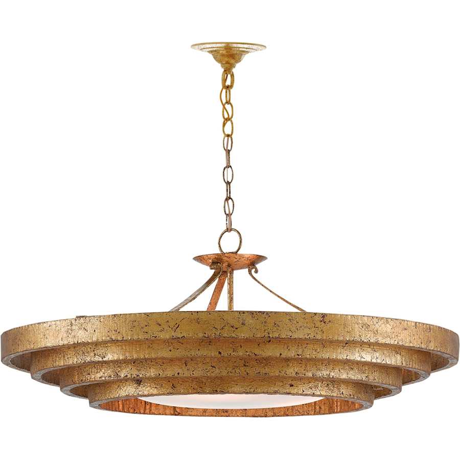 Currey and Company Belle 3 Light 36" Wide Wrought Iron Pendant with Glass Shade