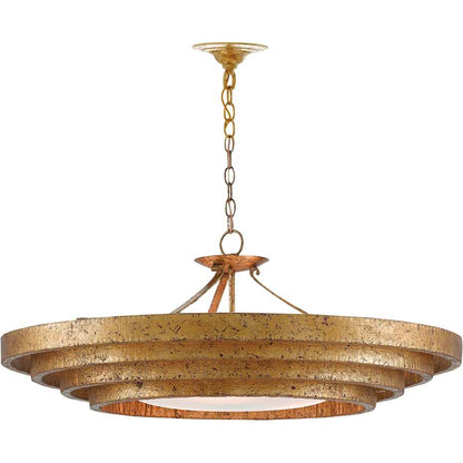 Currey and Company Belle 3 Light 36" Wide Wrought Iron Pendant with Glass Shade