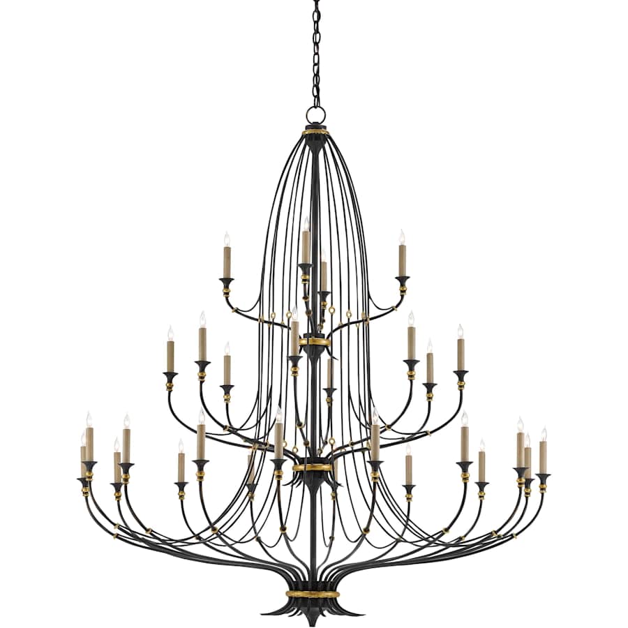Currey and Company Folgate 28 Light 56-1/2" Wide Wrought Iron Chandelier