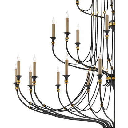 Currey and Company Folgate 28 Light 56-1/2" Wide Wrought Iron Chandelier