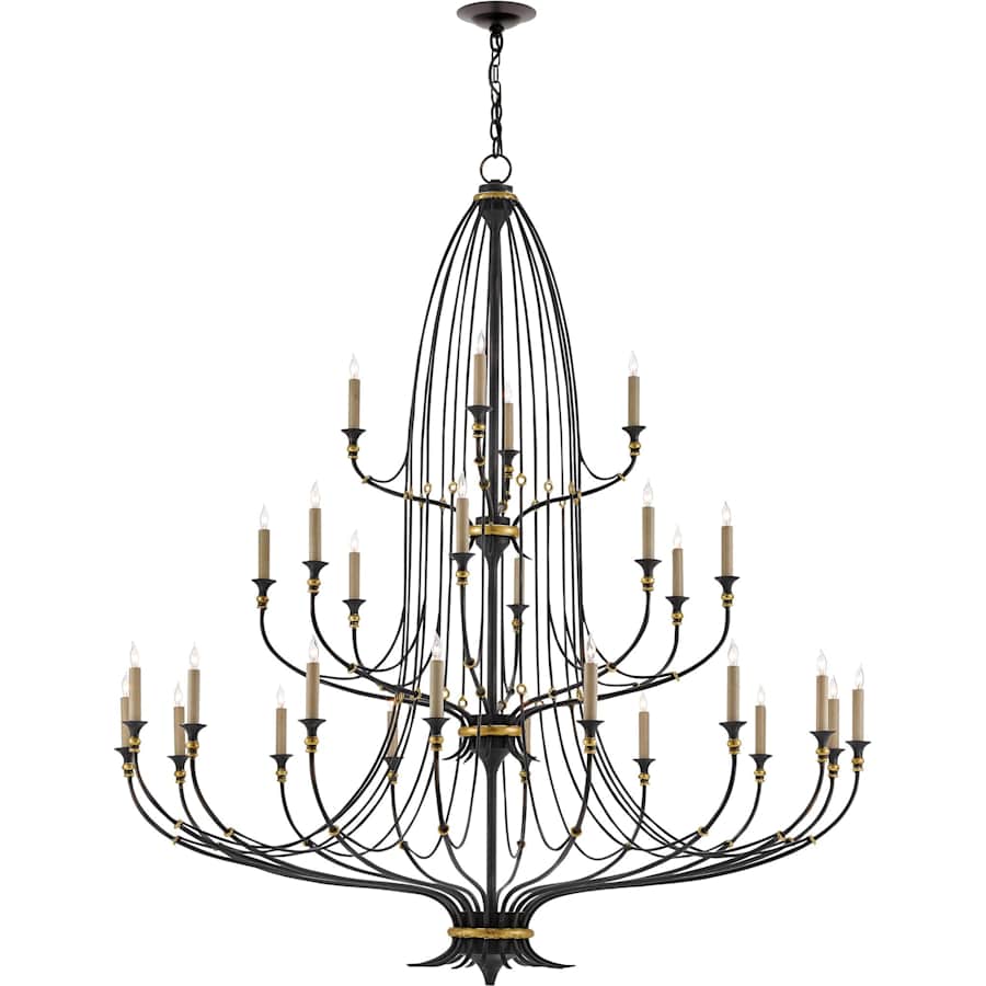 Currey and Company Folgate 28 Light 56-1/2" Wide Wrought Iron Chandelier