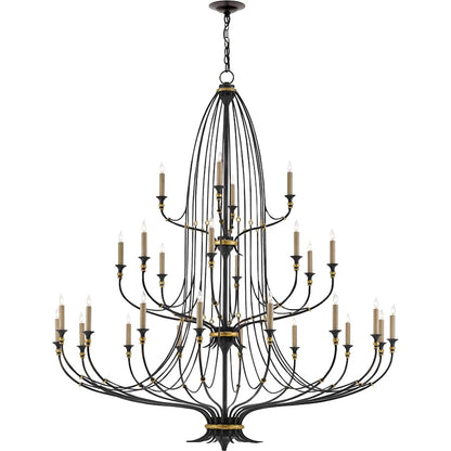 Currey and Company Folgate 28 Light 56-1/2" Wide Wrought Iron Chandelier