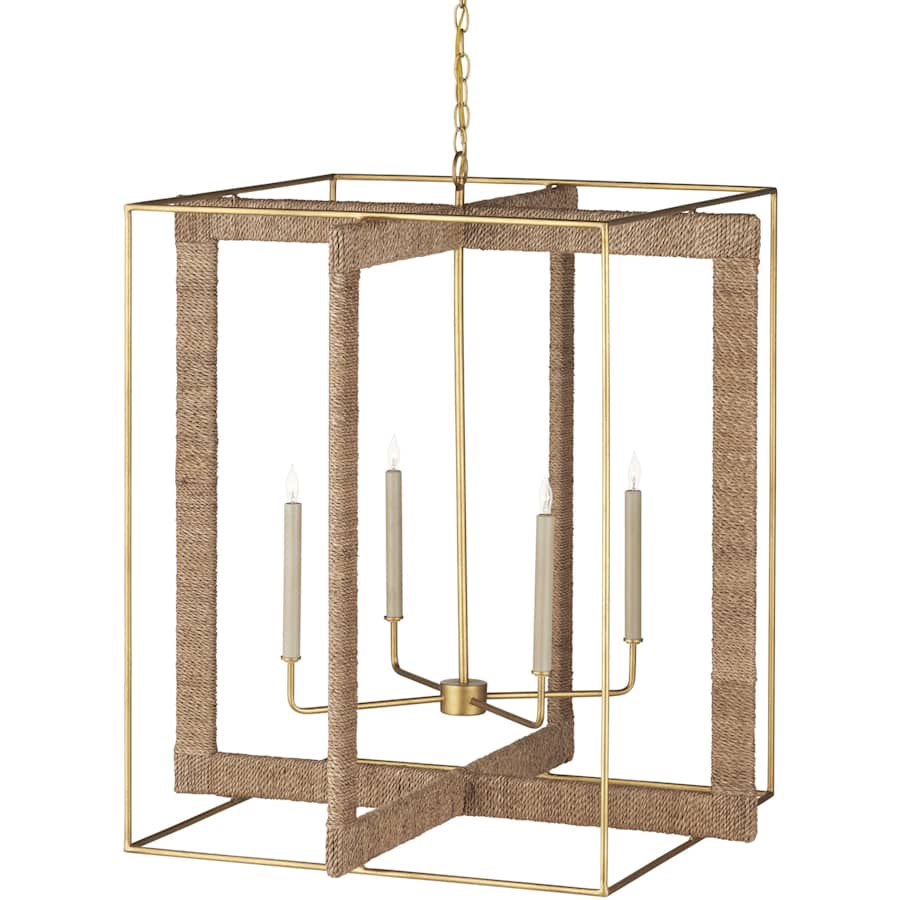 Currey and Company Purebred 4 Light 32-1/4" Wide Cage Chandelier with Decorative Rope Design